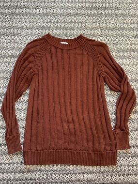 Future Collective Edgy Crewneck Ribbed Sweater Brown Size XS